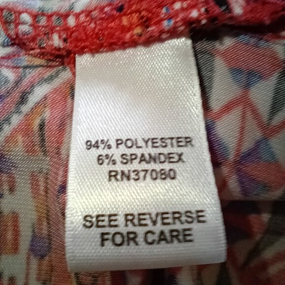 CATO Bohemian Style Tunic Top Large Polyester Spandex Stripes Zigzag Orange - Picture 4 of 4